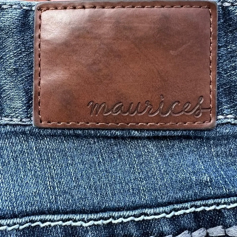Maurices Jeans Straight Distressed Cropped Raw Hem Blue 3 4 Regular